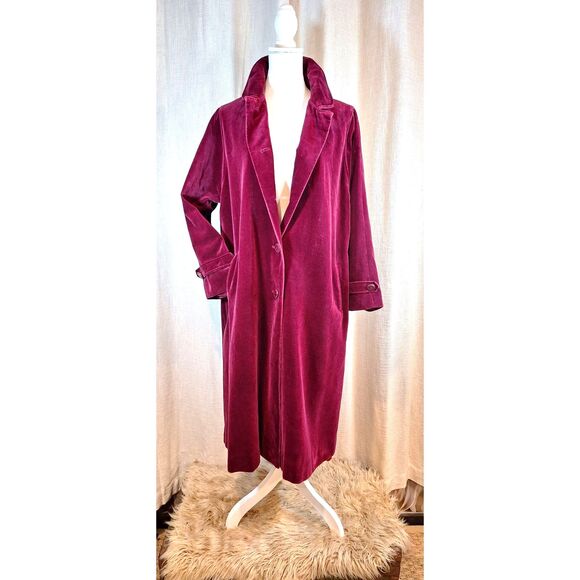 Fashion built Coat for All Seasons Ladies Vintage Velveteen Red Plum - Picture 3 of 11